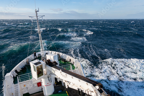 Rough sea in the Denmark Strait  (or Greenland Strait) in the North Altlantic Ocean between Iceland and Greenland. photo