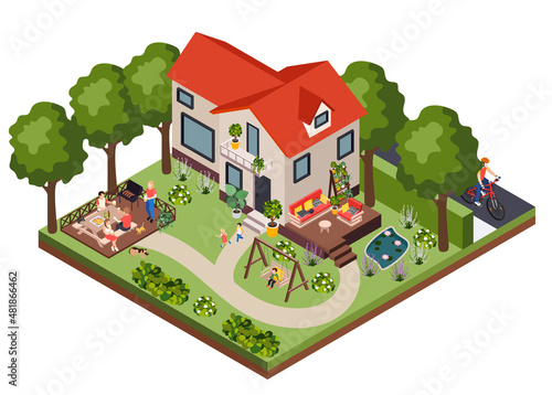 Yard Furniture Isometric Composition