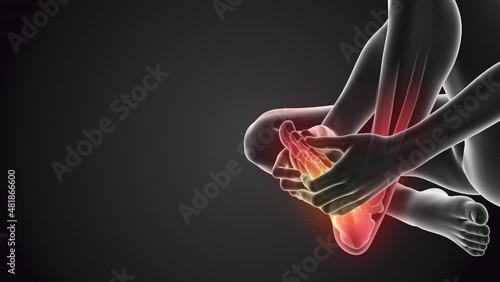 Human having pain in feet photo