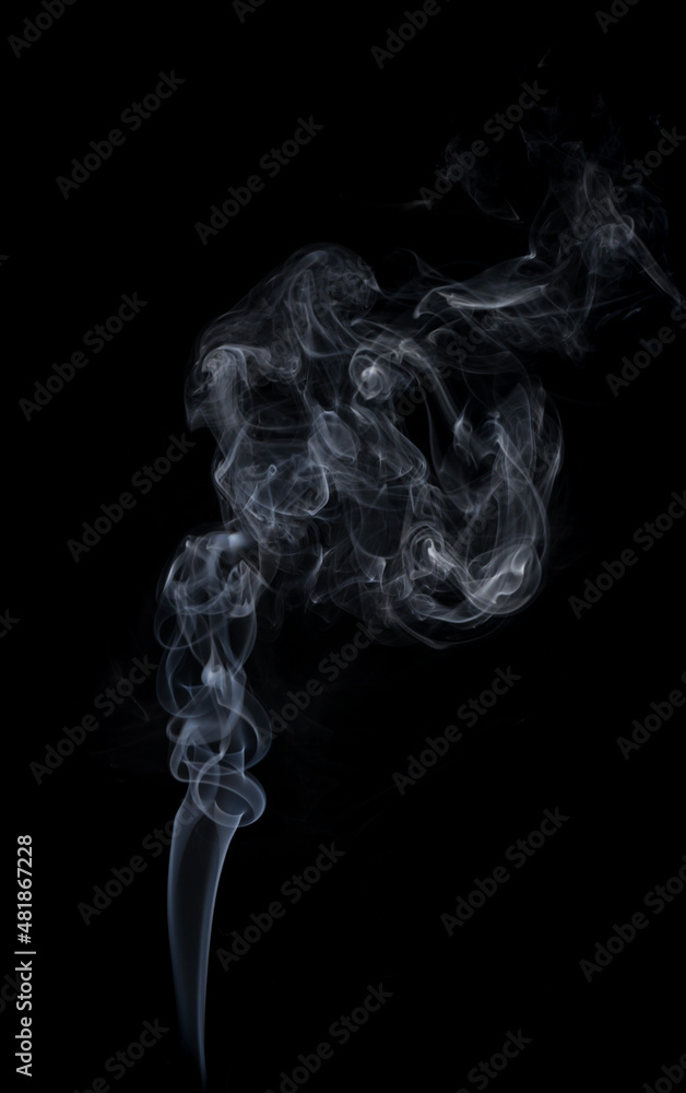 White smoke on a black background. ISOLATED