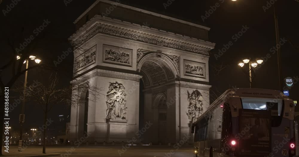 A time-lapse video of traffic in front of Arch of Triumph (Arc de Triomphe) at night. A time-lapse video of traffic in front of Arch of Triumph (Arc de Triomphe) at night.