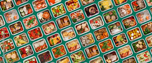 Background For Healthy Food Delivery With Tasty Everyday Meals In Aluminium Containers