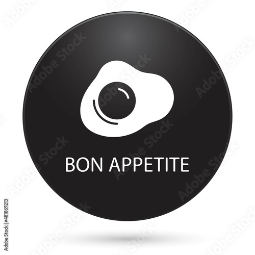 omelet icon, black circle button, vector illustration.