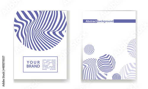Set of abstract templates with shapes and line in very peri color. Vector background in minimalist style.