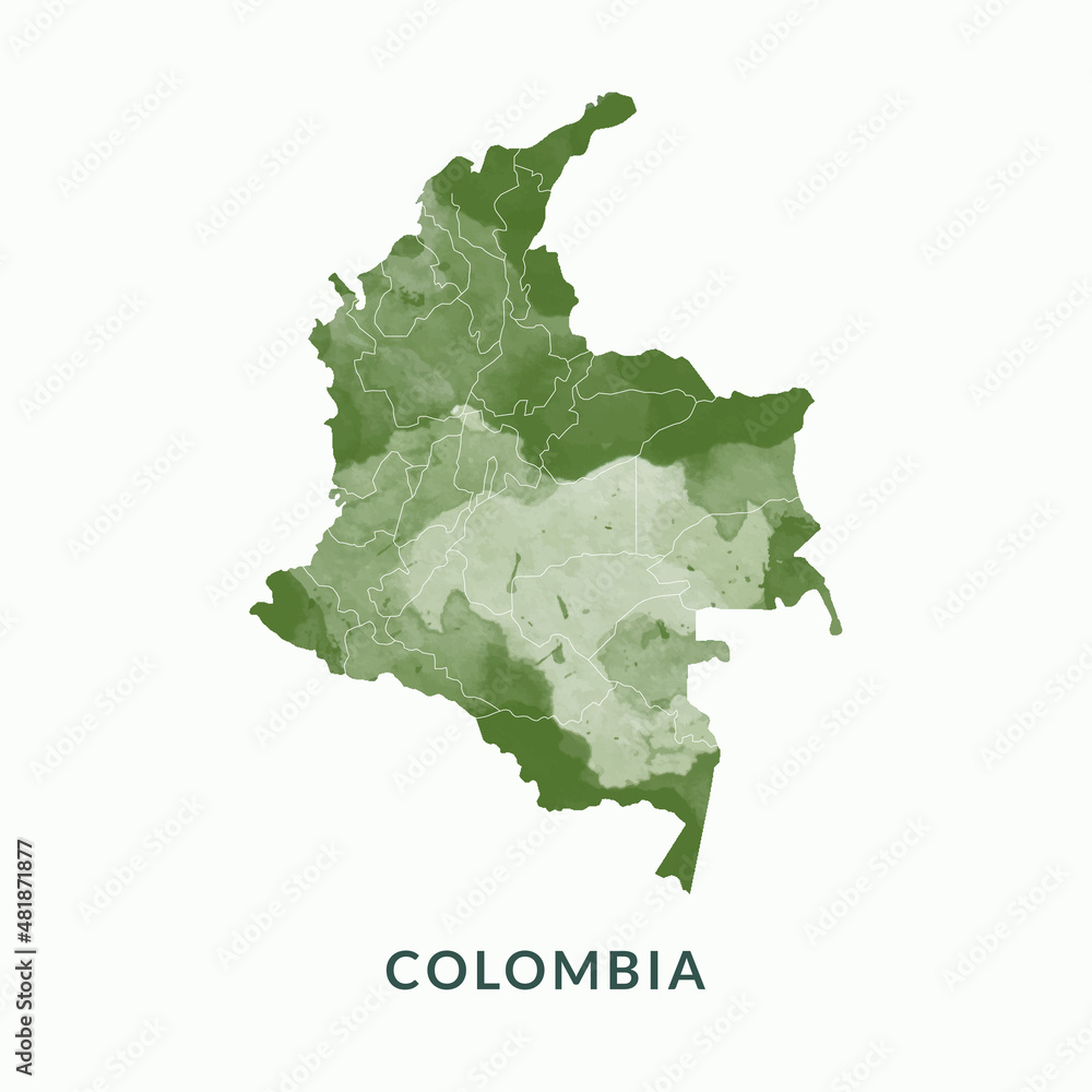 maps of COLOMBIA, watercolour style vector Illustration.