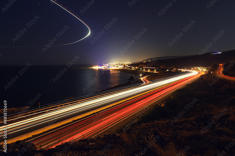 traffic on highway at night traffic on highway at night