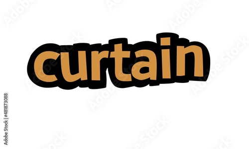 CURTAIN writing vector design on white background