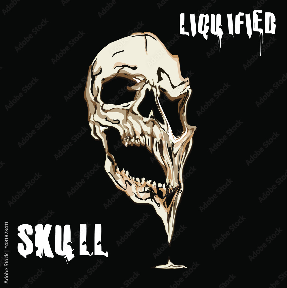 Liquefied Skull. Hand drawn vector illustration of half melted face