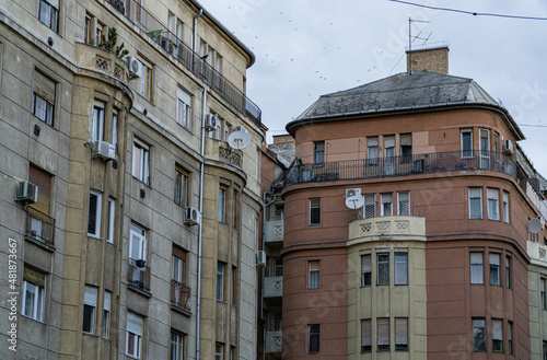 residential buildings close to the evening