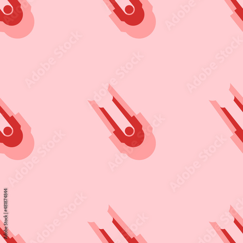 Seamless pattern of large isolated red solo bobsleigh symbols. The elements are evenly spaced. Vector illustration on light red background