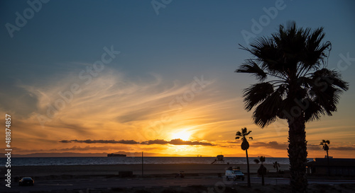 Panoramic VIew of Huntington Beach Sunset