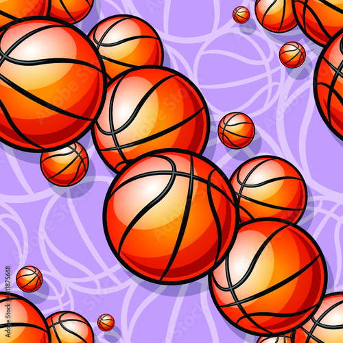 Seamless pattern with basketball balls vector digital paper design. Ideal for wallpaper, cover, wrapper, packaging, fabric design and any kind of decoration. © Artoholics