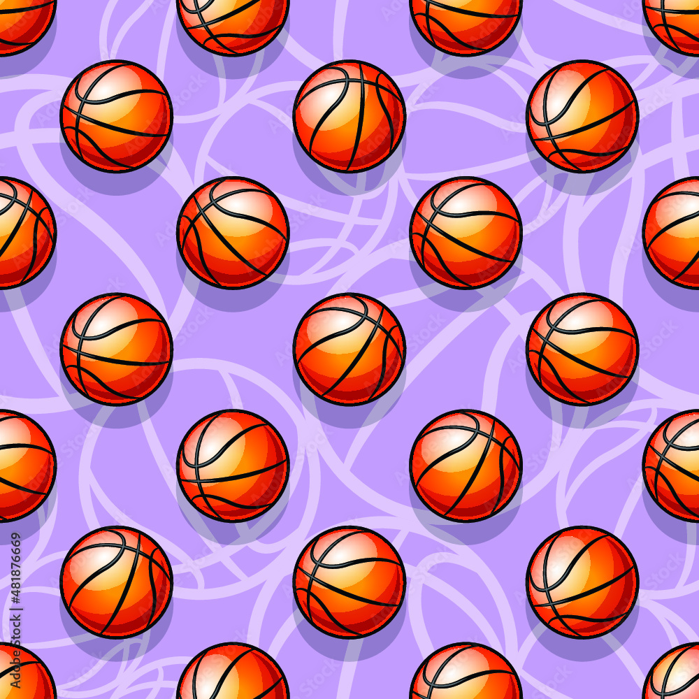 Seamless pattern with basketball balls vector digital paper design