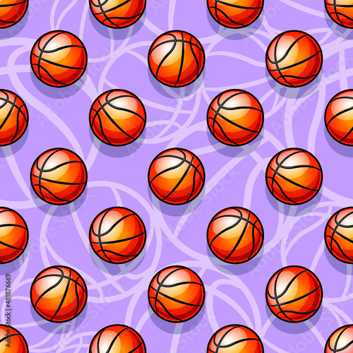 Seamless pattern with basketball balls vector digital paper design © Artoholics