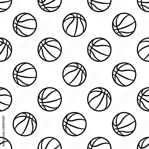 Basketball balls seamless pattern design vector illustration. Ideal for wallpaper, cover, wrapping paper, packaging, textile design and any kind of decoration.