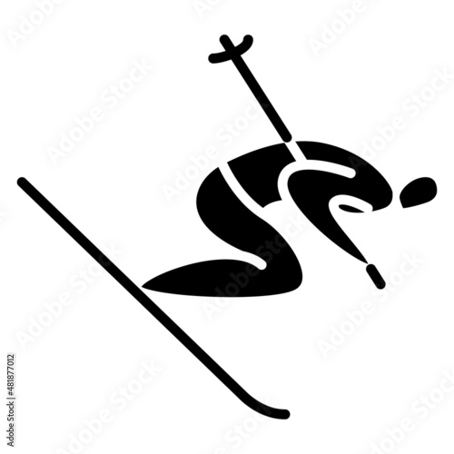 Winter sports. Olympic sports in winter. Downhill skiing, slalom, skiing. Vector icon, glyph, silhouette, isolated