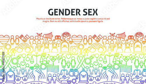 Gender Sex Outline Concept. Vector Illustration of Outline Design.