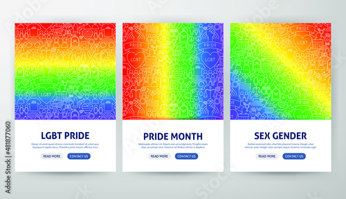LGBT Flyer Concepts. Vector Illustration of Outline Design.