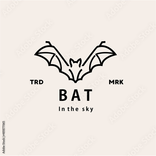 vintage retro hipster bat logo vector outline monoline art icon photo