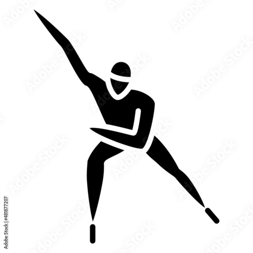 The skater swings his arms strongly, full-face. Winter sports. Olympic sports in winter. Vector icon, glyph, silhouette, isolated