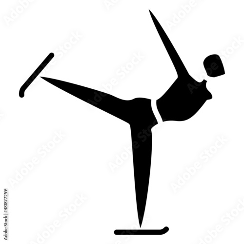 Figure skating, a person goes skating on one leg. Winter sports. Olympic sports in winter. Vector icon, glyph, silhouette, isolated