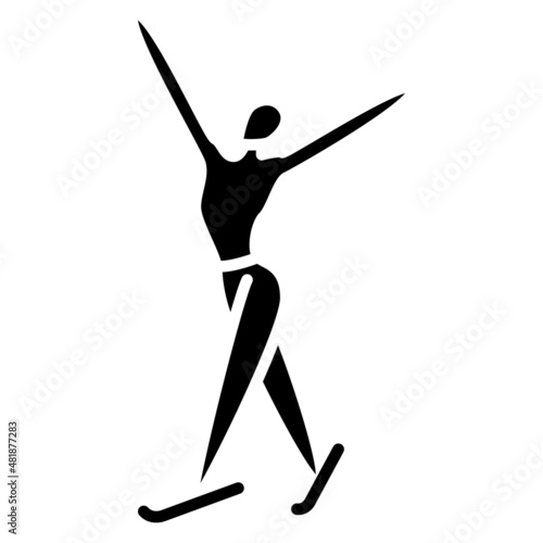 Figure skating with his hands raised. An element in figure skating. Winter sports. Olympic sports in winter. Vector icon, glyph, silhouette, isolated