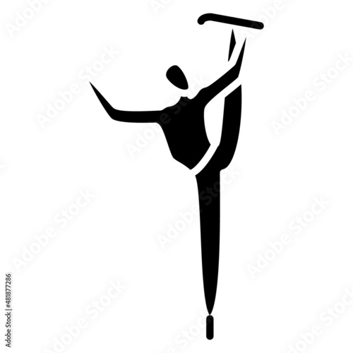 A difficult pose in figure skating with a raised leg in the splits. Winter sports. Olympic sports in winter. Vector icon, glyph, silhouette, isolated