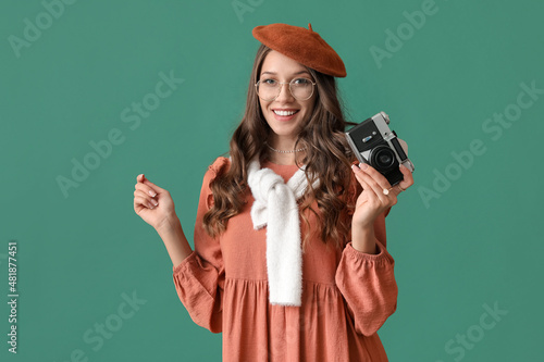Elegant Parisian woman with...