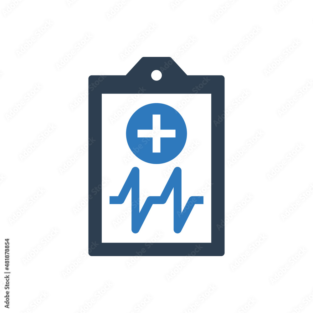 Obraz premium Medical Report Clipboard Icon - Heartbeat Report Clipboard Icon