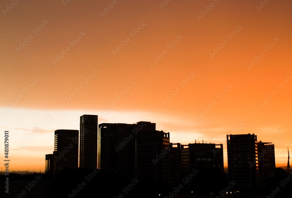 Sunset over city. São Paulo