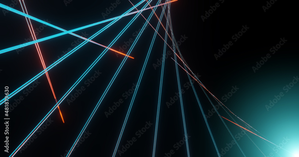 Render with glowing blue and orange sharp lines
