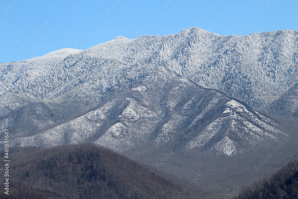 snow covered mountains in winter