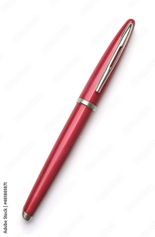 Top view of red closed fountain pen Top view of red closed fountain pen