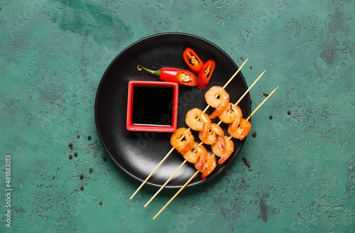 Grilled shrimp skewers with...