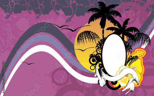 hawaiian tropical copyspace background colorful illustration in vector format