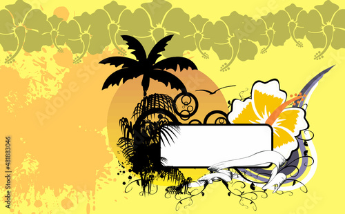 hawaiian tropical copyspace background illustration in vector format