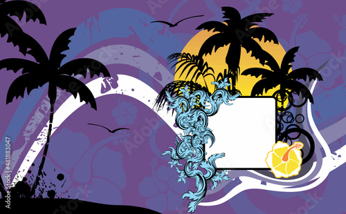 hawaiian tropical copyspace banner background illustration in vector format