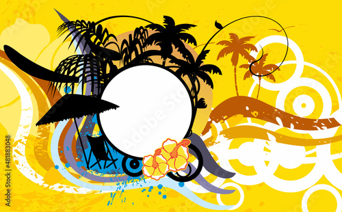 hawaiian tropical copyspace background illustration in vector format