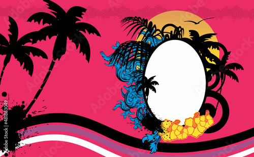 hawaiian tropical copyspace background illustration in vector format