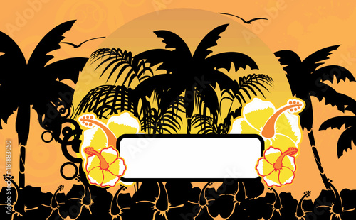 hawaiian tropical copyspace background illustration in vector format