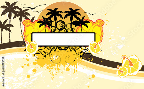 hawaiian tropical copyspace summer background in vector format