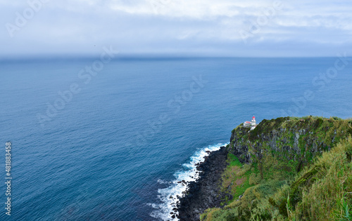 The Arnel lighthouse in Sao Miguel. Azores in Portugal. 
