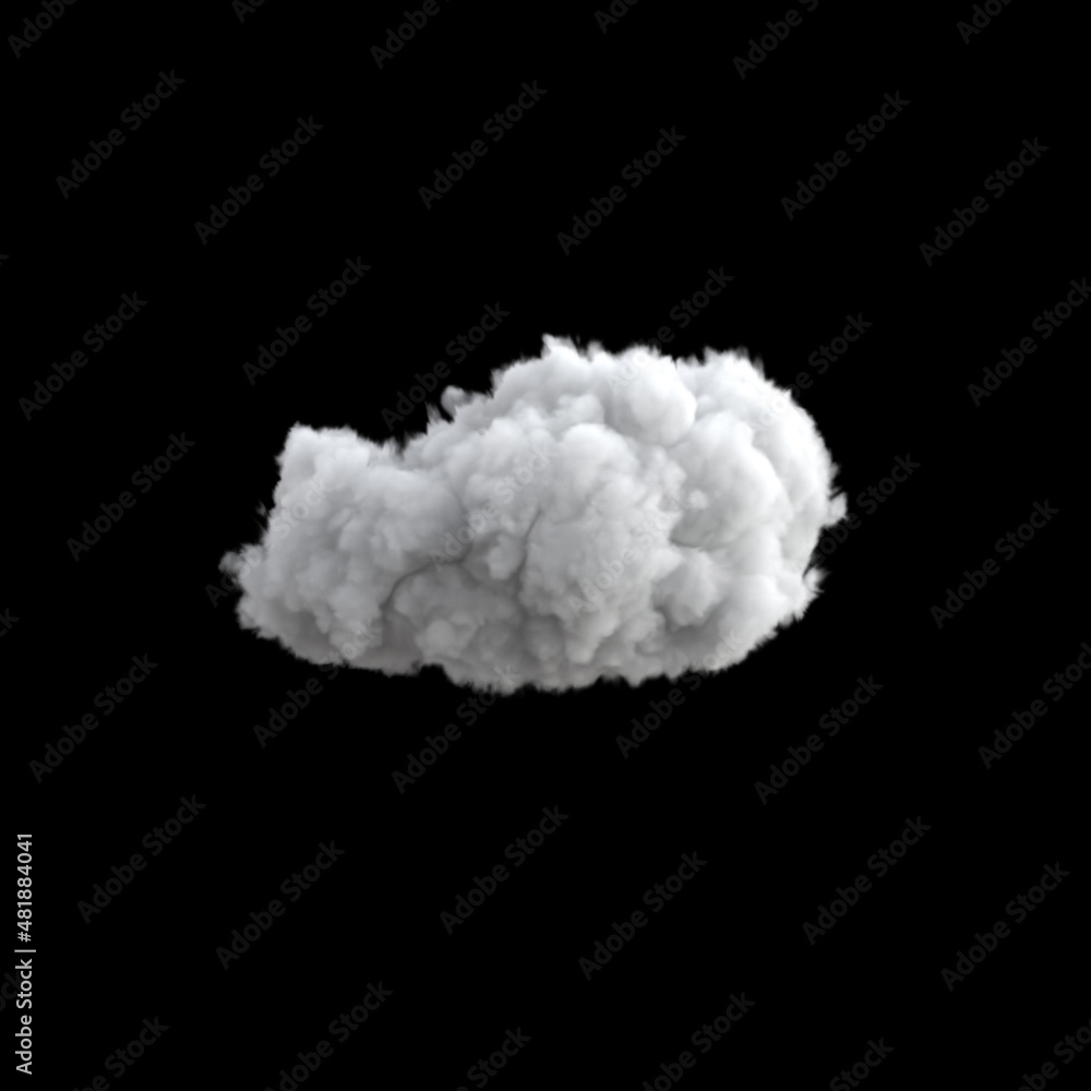 Single puffy cloud isolated on black background Single puffy cloud isolated on black background