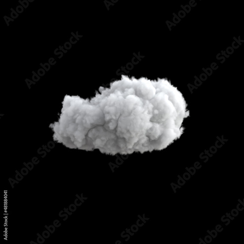 Single puffy cloud isolated on black background