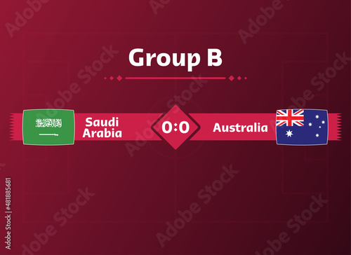 2022 world cup. Banner, poster or sports background. match between Saudi Arabia and Australia