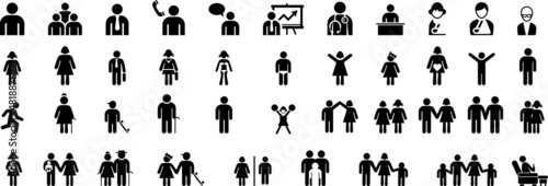 man human Collection. Set Online icon sign black design. people working gym. user icon design. Web icons in line style design