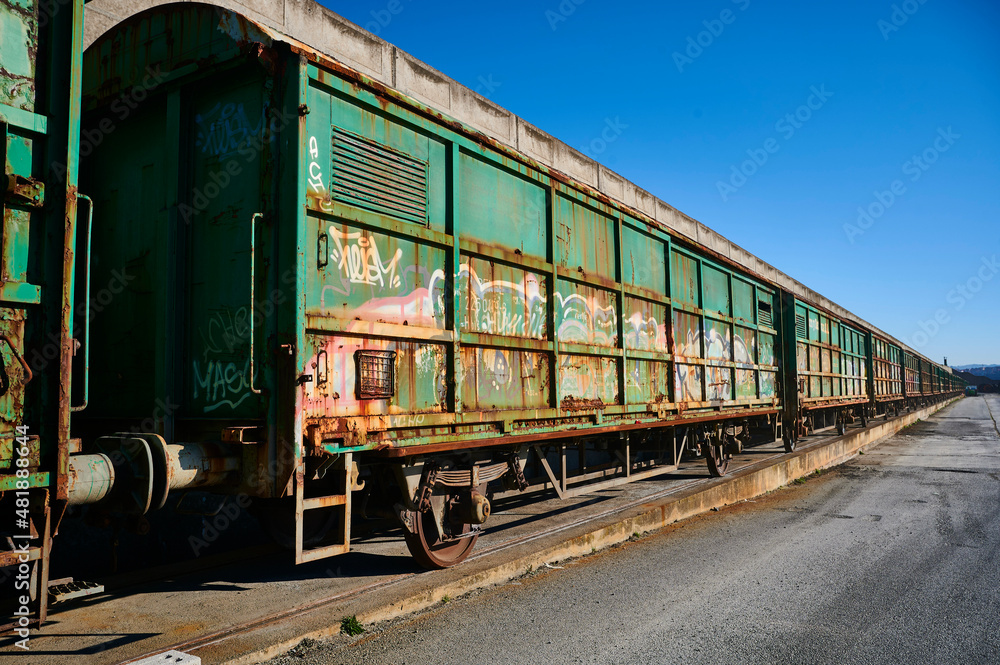Detail of the abandoned train cars
