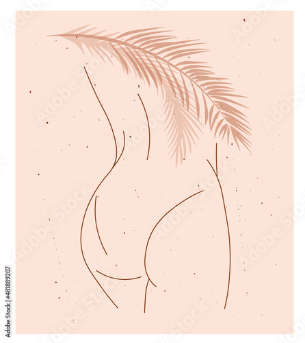 Female figure, silhouette. Portrait of a fashionable woman in pastel colors. Poster of contemporary art. Concept of body acceptance. body positivity and diversity. Happy and active plus size girls