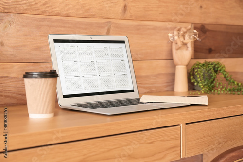 Laptop with digital calenda...