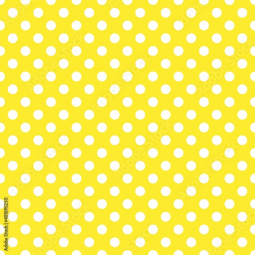 Yellow and white retro Polka Dot seamless pattern. Vector background.